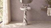 Lilac Marble Pedestal Sink — 16" — bathroom lifestyle