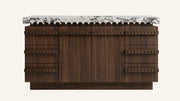 Freestanding Dark Walnut Bathroom Vanity Unit, Calacatta Viola Marble — 60"
