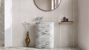 Lilac Marble Pedestal Fluted Bathroom Sink — 28"