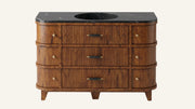 Freestanding Chestnut Oak Bathroom Vanity Unit, Nero Marquina Marble — 50"