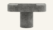 Cross-Cut Silver Travertine Pedestal Fluted Bathroom Sink — 36"