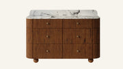 Freestanding Chestnut Oak Bathroom Vanity Unit, Lilac Marble — 60"