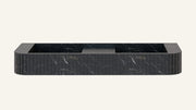 Nero Marquina Marble Floating Double Ribbed Bathroom Sink — 48"