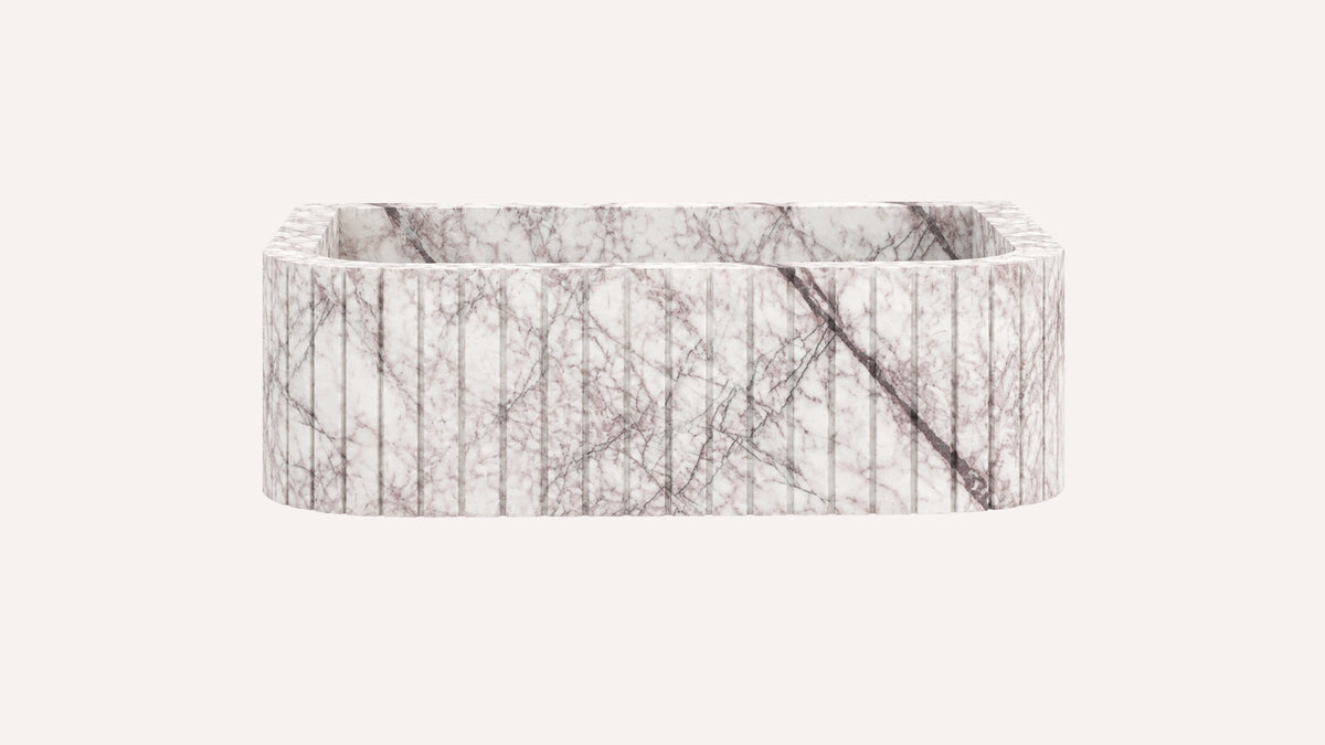 Lilac Marble Floating Ribbed Bathroom Sink — 20" — product view