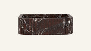 Rosso Levanto Marble Floating Ribbed Bathroom Sink — 20"
