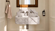 Lilac Marble Floating Ribbed Bathroom Sink — 5" Backsplash — 20" — bathroom lifestyle