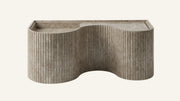 Emperador Light Marble Floating Ribbed Bathroom Sink — 48"