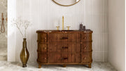 Freestanding Chestnut Oak Bathroom Vanity Unit, Rosso Levanto Marble — 50"