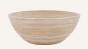 Vein-Cut Beige Travertine Round Freestanding Bathtub — 60"