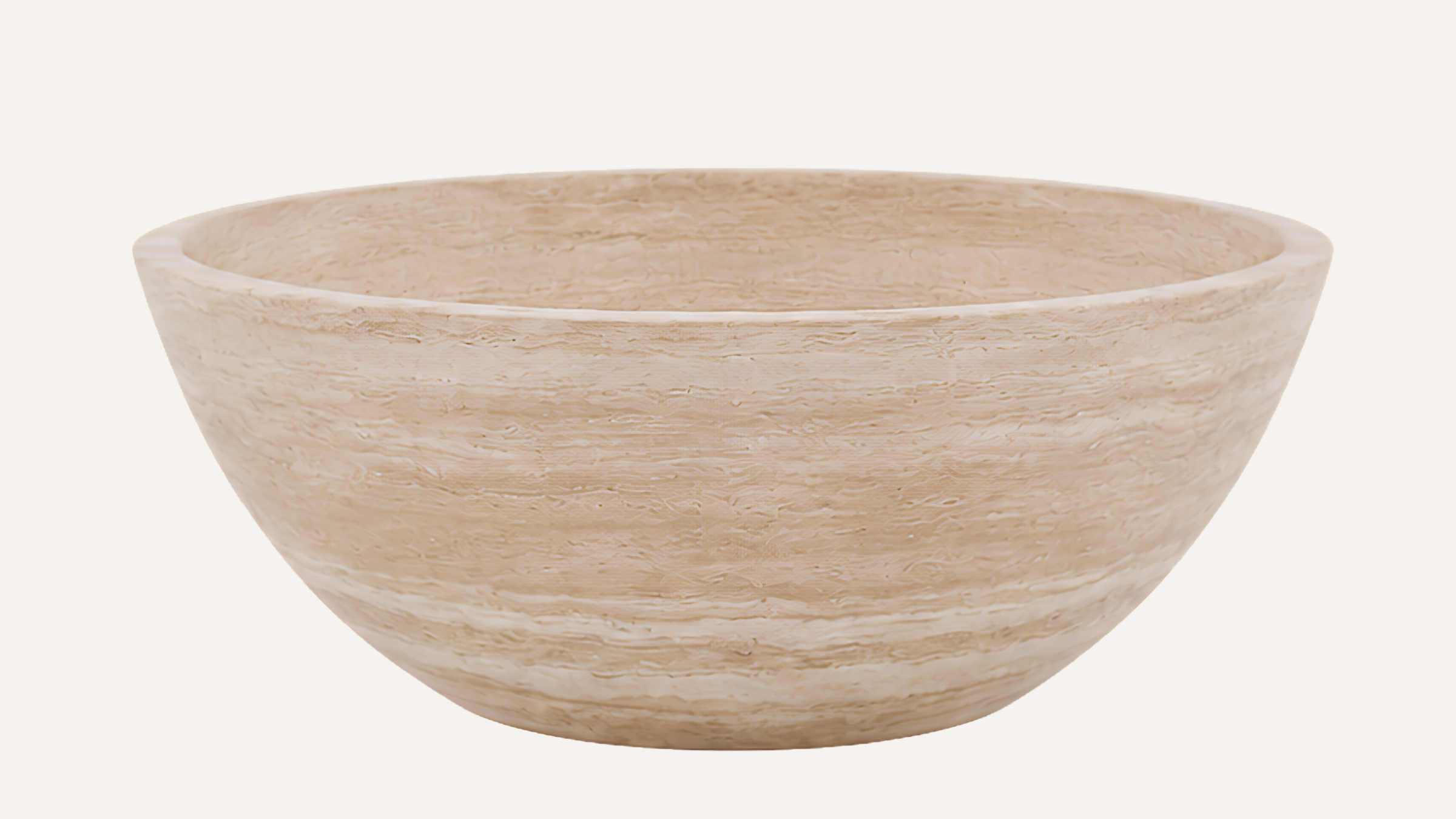 Vein-Cut Beige Travertine Round Freestanding Bathtub — 60"