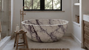 Lilac Marble Round Freestanding Bathtub — 60"