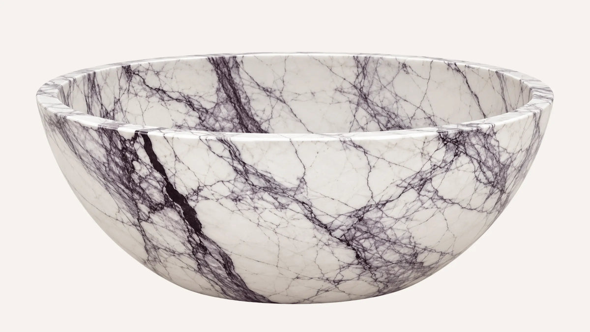 Lilac Marble Round Freestanding Bathtub — 60"