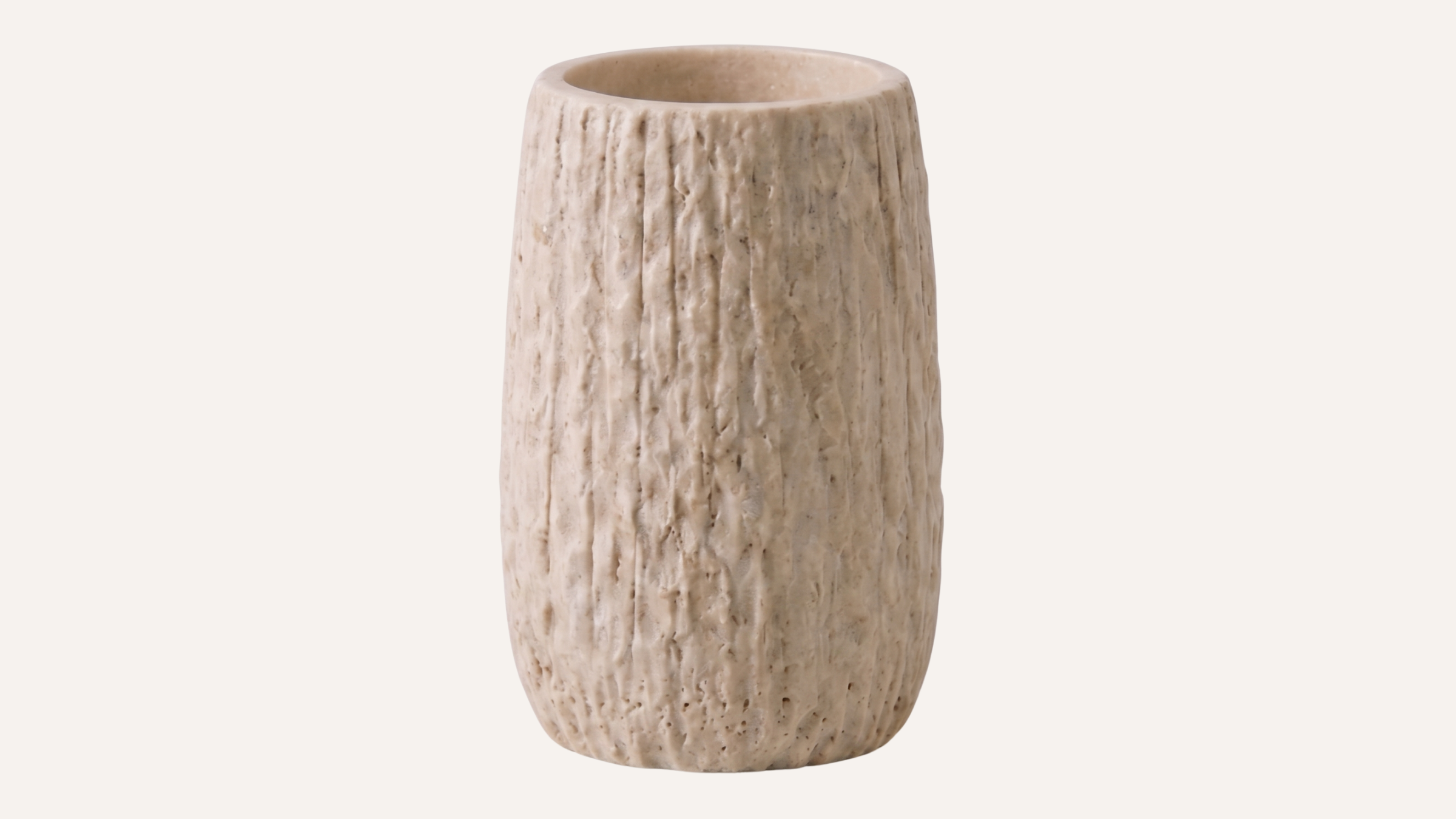 Cross-Cut Beige Travertine Hand Split Toothbrush Holder