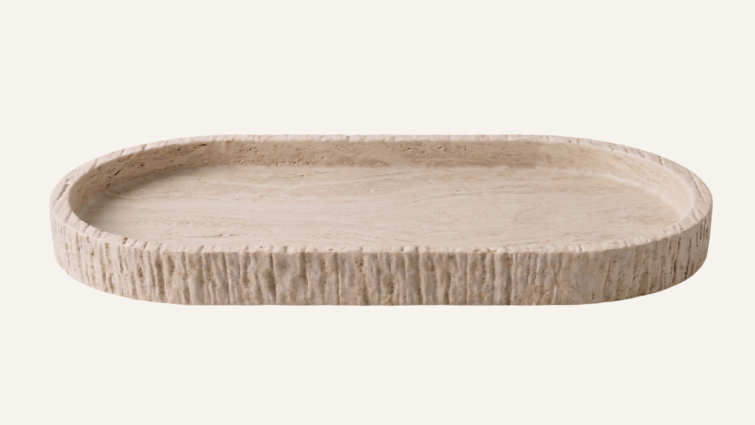 Cross-Cut Beige Travertine Hand Split Tray