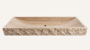 Vein-Cut Beige Travertine Floating Double Hand Split Bathroom Sink — 48"