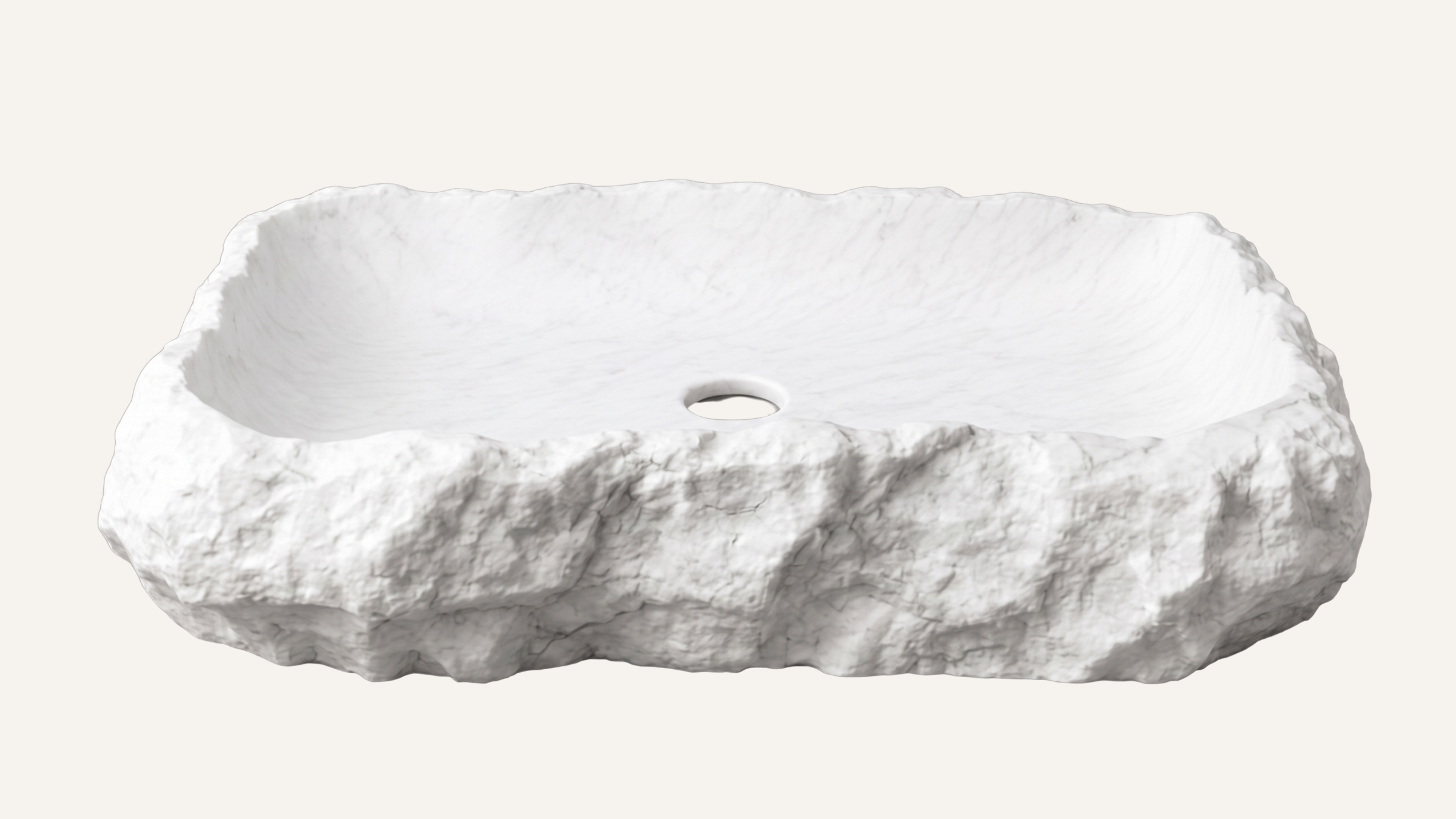 Carrara White Marble Vessel Hand Split Bathroom Sink — 21"