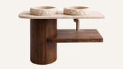 Wall Mounted Dark Walnut Bathroom Vanity Unit, Cross-Cut Beige Travertine — 48"