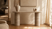 Trace Vein-Cut Silver Travertine Console