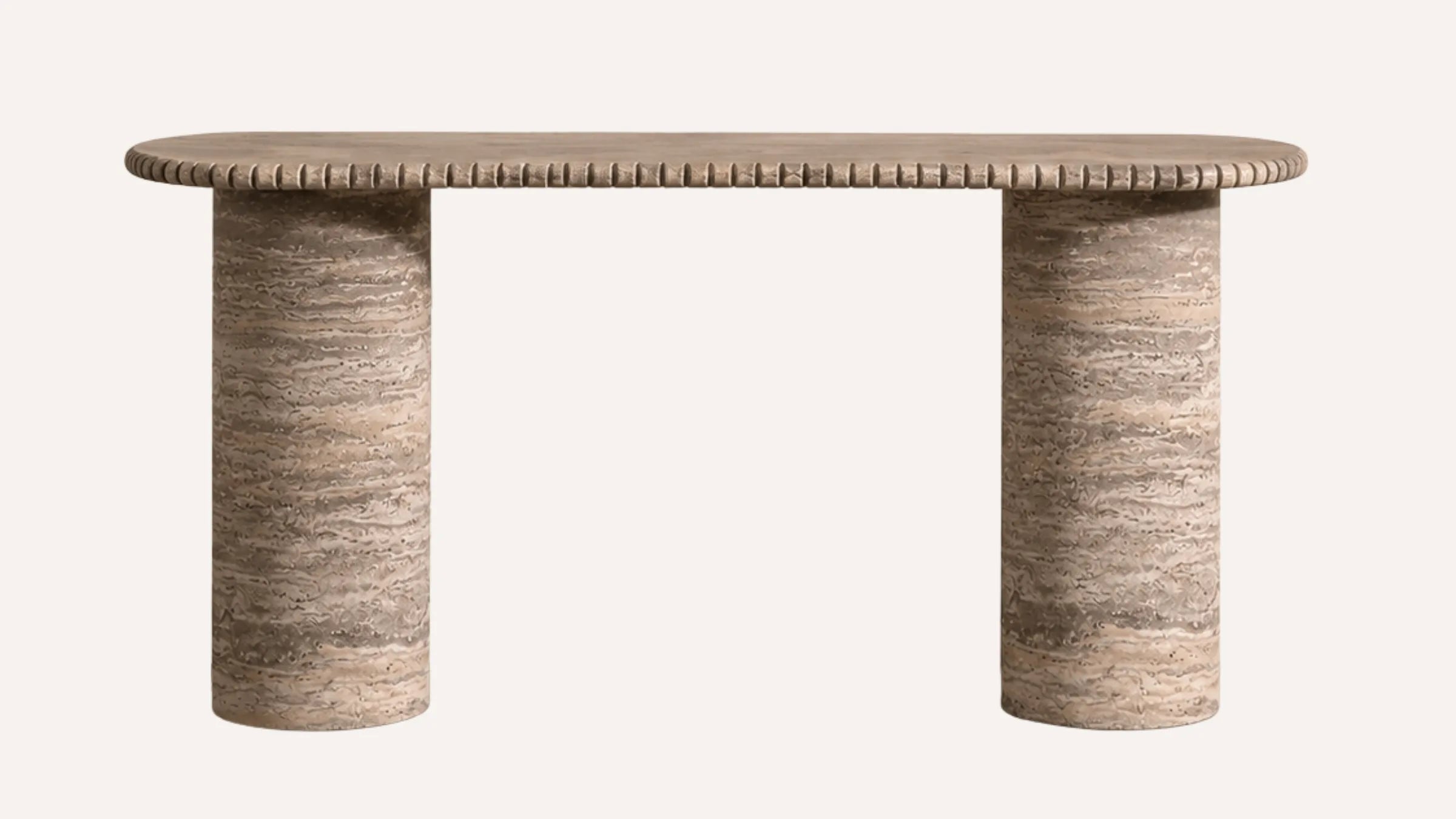 Trace Vein-Cut Silver Travertine Console