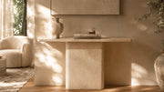 Devlin Cross-Cut Beige Travertine Console