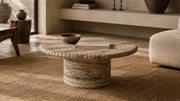 Trace Vein-Cut Silver Travertine Coffee Table