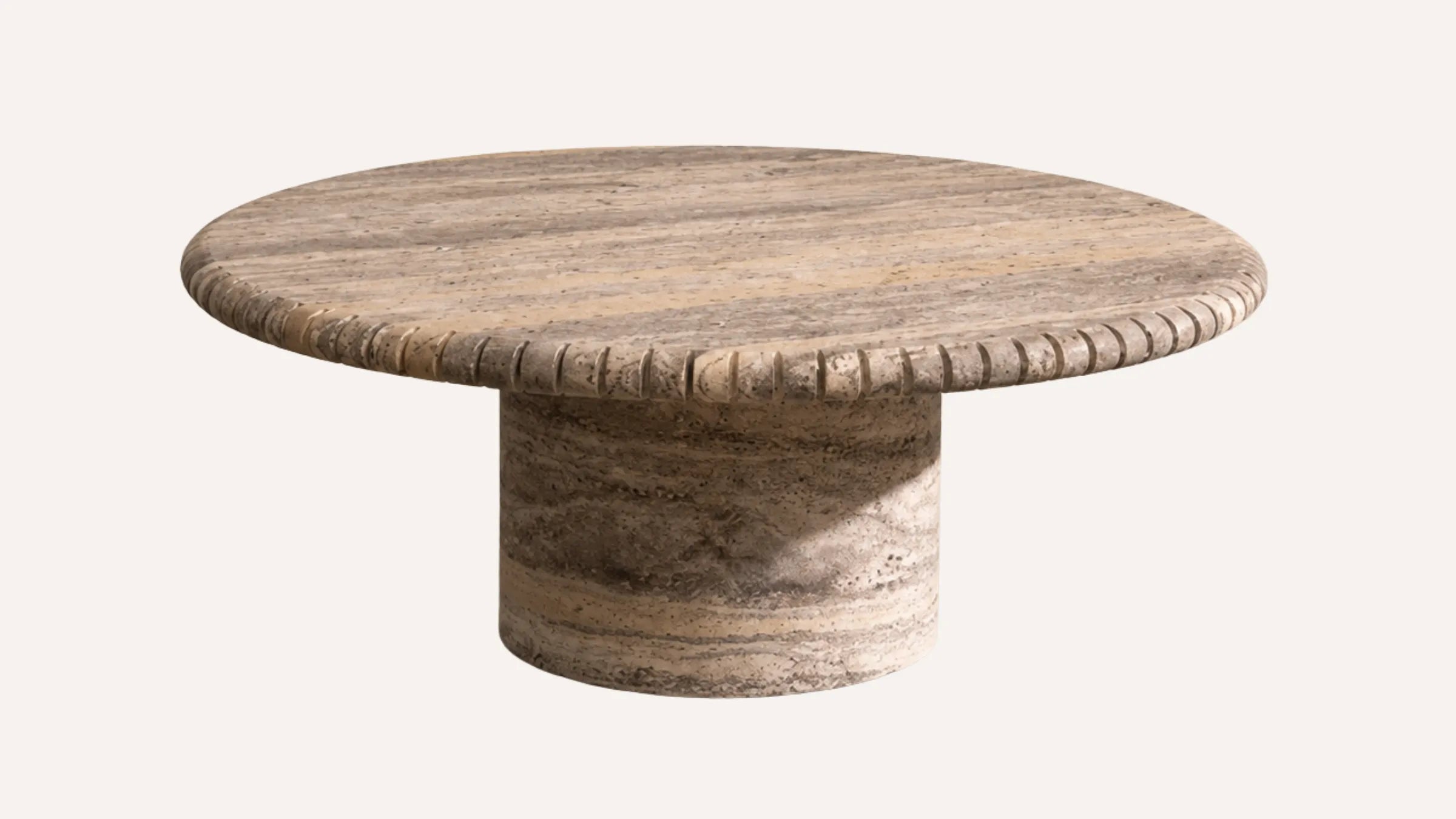 Trace Vein-Cut Silver Travertine Coffee Table