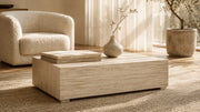 Dorian Vein-Cut Beige Travertine Coffee Table