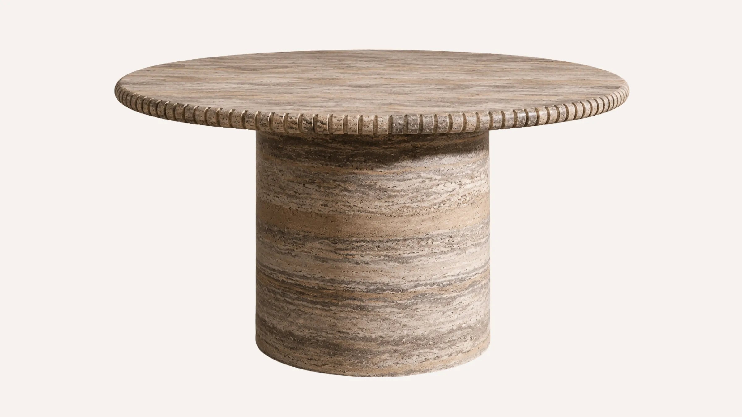 Trace Vein-Cut Silver Travertine Dining Table