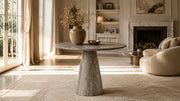 Ellis Vein-Cut Silver Travertine Dining Table