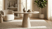 Ellis Vein-Cut Beige Travertine Dining Table