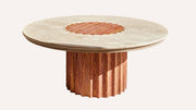 Vero Vein-Cut Red Travertine Dining Table