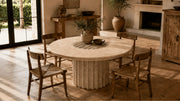 Vero Vein-Cut Silver Travertine Dining Table