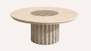 Vero Vein-Cut Silver Travertine Dining Table