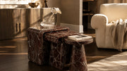 Lucca Rosso Levanto Marble Side Table Set