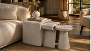 Lucca Carrara White Marble Side Table Set