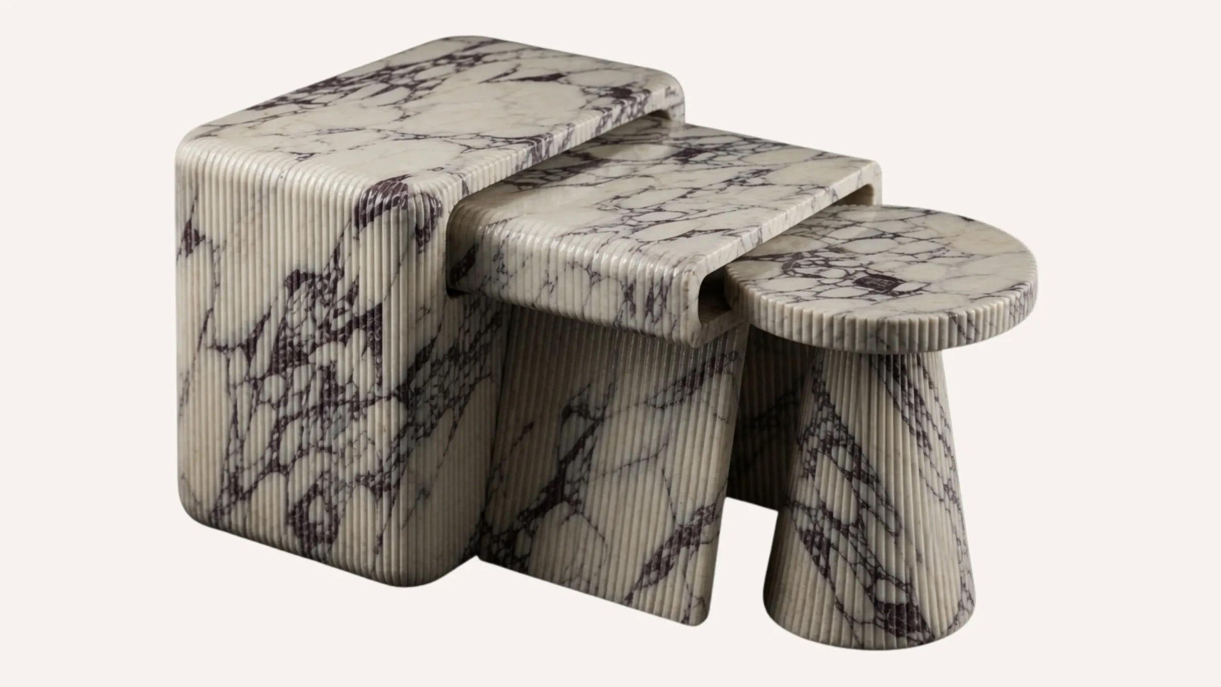 Lucca Calacatta Viola Marble Side Table Set