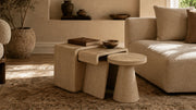 Lucca Vein-Cut Beige Travertine Side Table Set