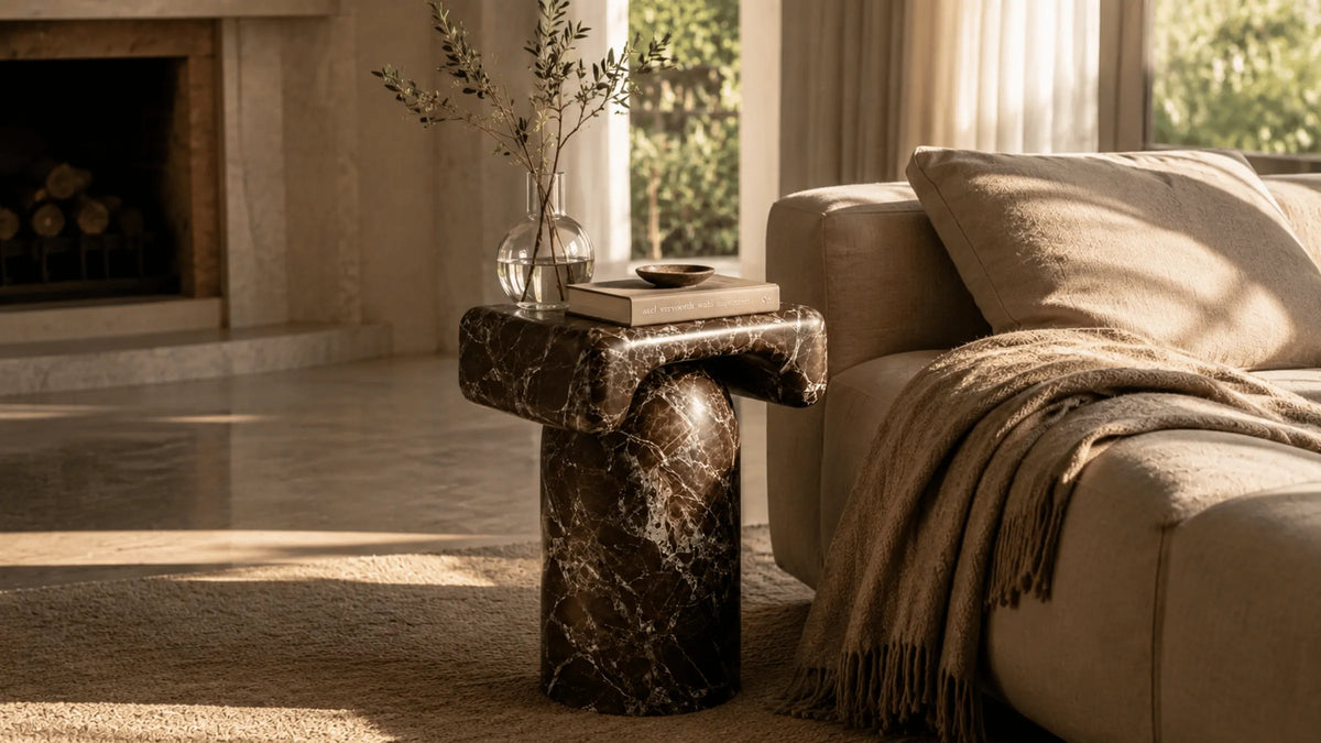 Haven Rosso Levanto Marble Side Table