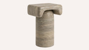 Haven Vein-Cut Silver Travertine Side Table