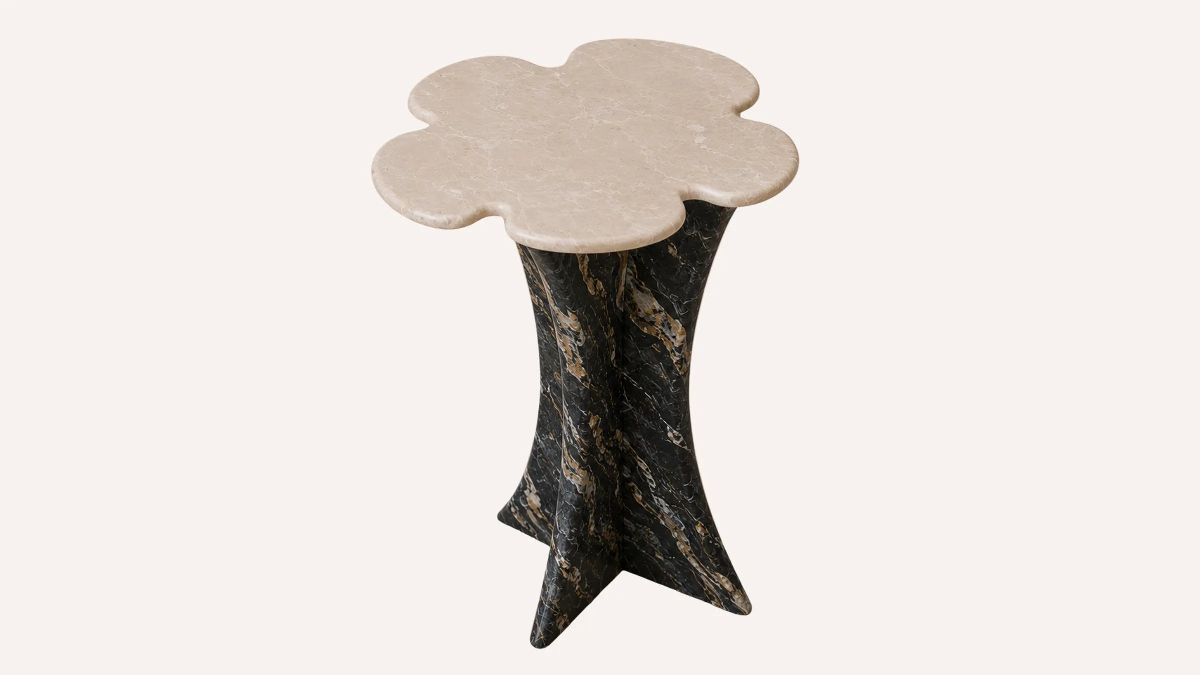 Hila Marble Side Table | Crema Beige & Nero Picasso