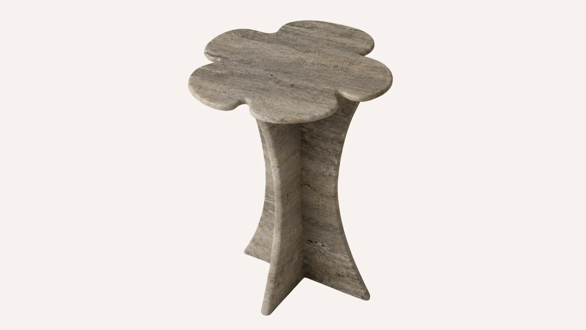 Hila Vein-Cut Silver Travertine Side Table