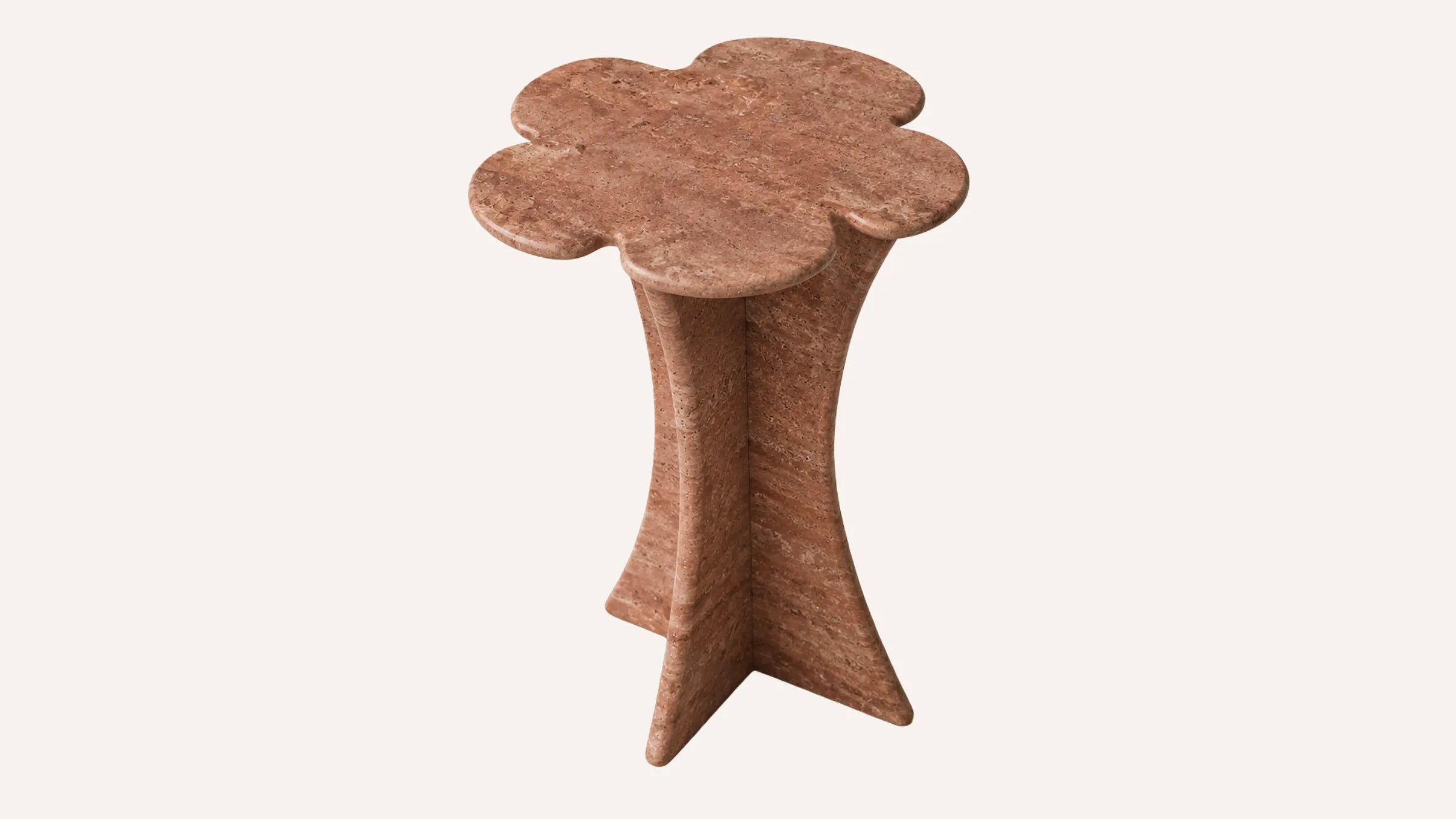 Hila Cross-Cut Red Travertine Side Table
