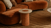 Vero Vein-Cut Red Travertine Side Table