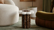 Flower Marble Side Table | Carrara White & Rosso Levanto