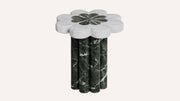 Flower Marble Side Table | Carrara White & Petroleum Green