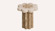 Flower Marble Side Table | Crema Beige & Emperador Light