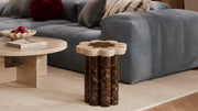 Flower Marble Side Table | Crema Beige & Rosso Levanto