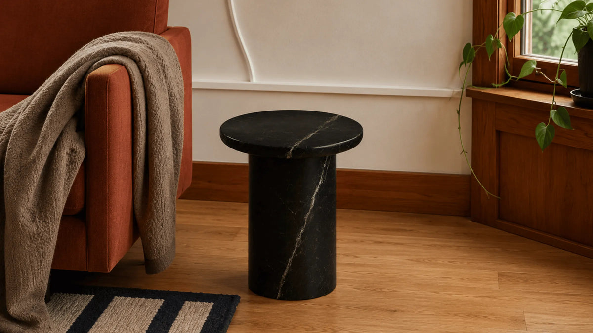 Sage Nero Marquina Marble Side Table