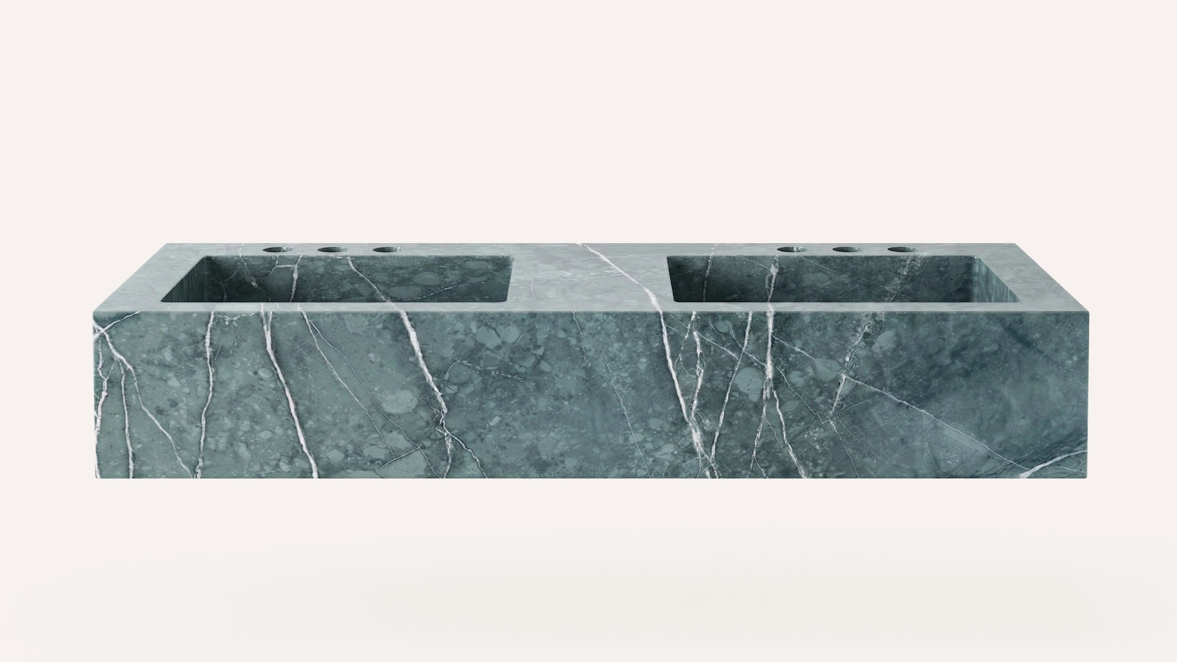 Spider Green Marble Floating Double Bathroom Sink — 60"