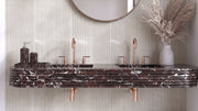 Rosso Levanto Marble Floating Double Fluted Bathroom Sink — 60"